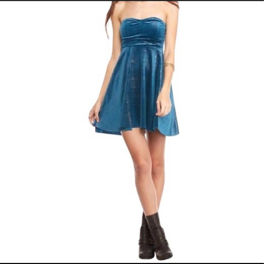 Free People Strapless Blue Dress